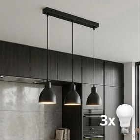 Brilagi - Lustră LED cu cablu RIDDY 3xE27/60W/230V neagră