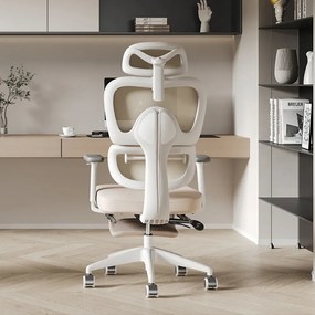 Scaun ergonomic MUSSO E600SE ADAPTIVE, șezut translatabil, cotiere 3D, suport lombar adaptiv, suport picioare, mecanism multifunctional inclinare/blocare, pivotant, Mesh, Bej