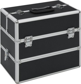 vidaXL Casetă de cosmetice, negru, 37 x 24 x 35 cm, aluminiu
