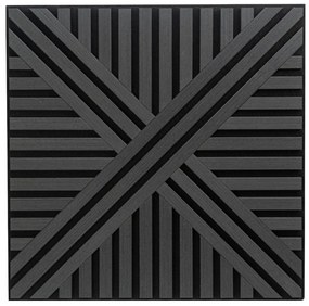 Panou riflaj acustic decorativ, MDF si pasla, AC23, 60x60x1.8cm, Negru