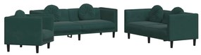3209249 vidaXL Set canapea cu perne, 3 piese, verde închis, catifea