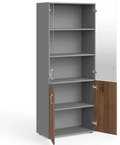 Dulap înalt Manager 79,9 x 42,2 x 196,5 cm, nuca warmia / gri