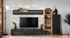 Living Sufragerie moderna, 240 cm lungime x 127 cm inaltime x 40 cm adancime, stejar negru