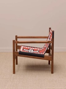 Fotoliu lounge kilim din lână și bumbac cu structură din lemn de acacia, „Frontierra”