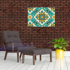 Tablou pe sticlă - Model turcoaz (70x50 cm)