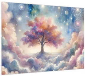 Tablou pe sticlă – Arborele vieții printre nori (70x50 cm)