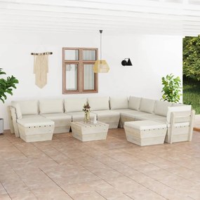 3063686 vidaXL Set mobilier grădină din paleți cu perne, 11 piese, lemn molid