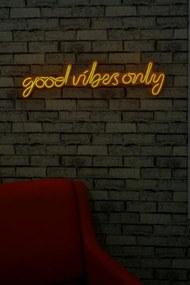 Decoratiune luminoasa LED de perete Good Vibes Only Galben 76x19x2 cm