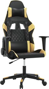 vidaXL Scaun de gaming de masaj, negru și auriu, piele ecologică