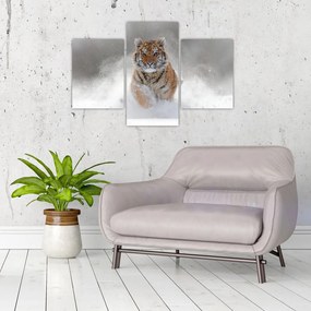 Tablou cutigru fugind prin zăpadă (90x60 cm)