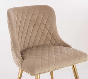 HR940 Scaun cu picioare aurii Latte din Catifea