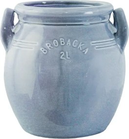 Ghiveci din ceramică glazurată manual 2L bleu deschis înalt, „Brobacka"