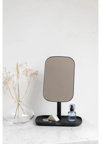 Oglindă cu suport pentru accesorii Brabantia ReNew 1004184, 28.3x20x12.6 cm, Bază antiderapantă, reglabilă la 360°, Gri închis