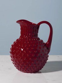 Carafă din ceramică roșu granat, 2 L, cu model hobnail în relief, 23,5 x 19,5 x 15,5 cm, „Pointe de Diamant”