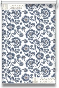 Roletă textilă Floral 8001 cu model floral albastru