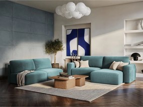 Canapea crem extensibilă/cu spațiu de depozitare cu tapițerie din chenille 252 cm Kona – Makamii