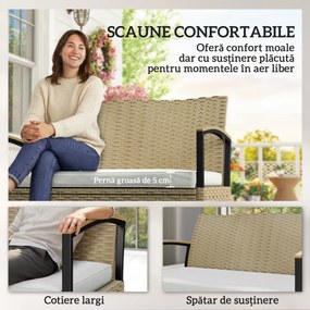 Outsunny Bancă de Depozitare 125L cu Pernă Confortabilă, din Metal, 123x70x82 cm, Bej | Aosom Romania