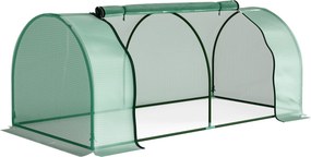 Sera Tunel Outsunny din Otel si cu Capac din PVC, 200x100x80 cm, Transparent si Verde | Aosom Romania