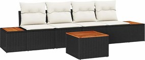 vidaXL Set de canapele pentru grădină cu pernă 5 pcs Negru Rattan poli