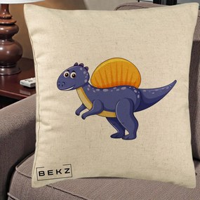 Perna Decorativa Spinozaur Kawaii, 40x40 cm, Bej, Husa Detasabila, Perna Inclusa, BEKZ®