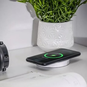Priză încorporabilă în blat Camino GTV, încărcător wireless 10W, 2 prize Schuko, USB A + C, alb, D:80 mm Aluminiu/ plastic, Alb, D:80 mm