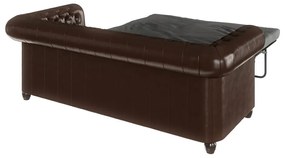 Canapea maro închis extensibilă cu tapițerie din imitație de piele 203 cm York – Ropez