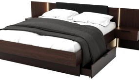 Pat matrimonial 180 cm Lewell (cu cadru frontal) (cu sp. depozitare) (wenge). 1092108