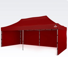 Cort pliant profesional din aluminiu 3x6 m: Acoperire rezistentă pentru evenimente comunitare și urbane - cu 3 pereți - Roșu