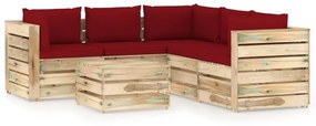 Set mobilier de gradina cu perne, 6 piese, lemn verde tratat Vinsko rde  a in rjava, 6