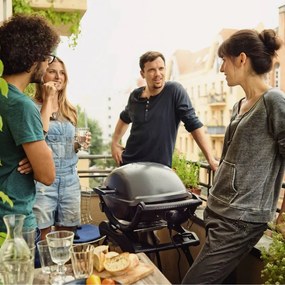 Gratar electric Weber Q2400 WB 55020879, 2200 W, 55x39 cm, Aluminiu turnat, Tava grasimi, Negru