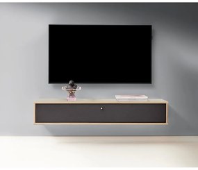 Comodă TV neagră/în culoare naturală cu aspect de lemn de stejar 133x22 cm Mistral – Hammel Furniture