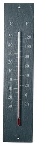 Termometru pentru exterior, din ardezie Esschert Design Plain, 45 x 10 cm