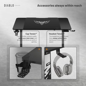 Birou reglabil pe înălțime Diablo X-Tensio 1100 negru