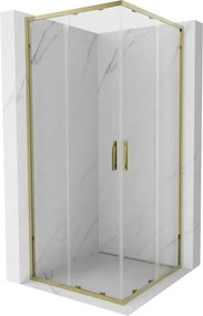 Mexen Exo cabină de duș pătrată culisantă 100 x 100 cm, transparentă, aurie - 8111-100-100-50-00