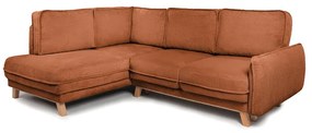 Colțar portocaliu extensibil cu tapițerie din catifea reiată (cu colț pe partea stângă ) Tori – Bonami Selection