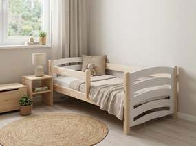 Pat pentru copii MELA 80 x 160 cm, alb–pin Saltele: Matrace EASYSOFT 10 cm, Somiera pat: Cu lamele curbate