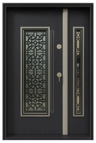 Usa metalica dubla de exterior cu izolatie si vizor Novo Doors NDS1001, Din compozit, 2 yale, Kit complet, Pentru case (Sens deschidere: Stanga)