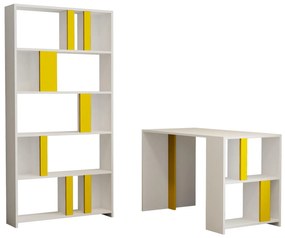 Masă PC cu raft Limba (Alb + Galben). 1088392