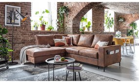 Colțar maro extensibil cu tapițerie din imitație de piele (cu colț pe partea stângă ) Lofty Lilly – Miuform