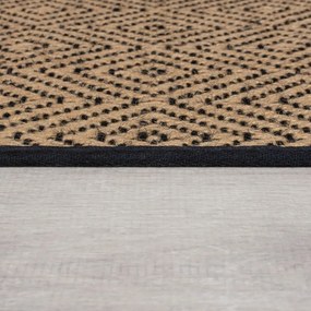 Covor tip traversă pentru scări negru/în culoare naturală din iută 60x600 cm Diamond – Flair Rugs