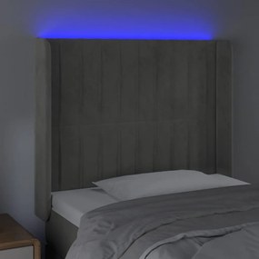 Tablie de pat cu LED, gri deschis, 93x16x118 128 cm, catifea 1, Gri deschis, 93 x 16 x 118 128 cm