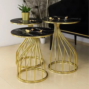 Set măsuță de cafea Homs – 3 bucăți – Negru &amp; Gold