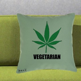 Perna Decorativa Vegetarian cu Frunza, 40x40 cm, Verde, Husa Detasabila, Perna Inclusa, BEKZ®