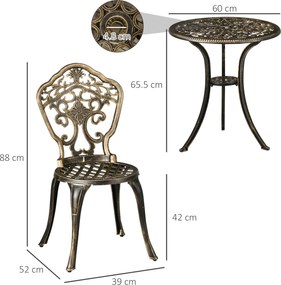 Outsunny Set Bistrò de Grădină 3 Piese cu 2 Scaune de Grădină și Masă Rotundă cu Orificiu pentru Umbrelă, Set Masă și Scaune de Grădină din Aluminiu, pentru Terasă, Curte, Exterior, Bronz | Aosom Romania