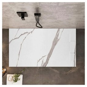 Rea Bazalt Carrara White cadita de dus dreptunghiulara x100 cm alb-bej REA-K7000