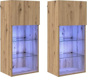 vidaXL Șifonieri pentru TV montate pe perete 2 pcs Stejar Artizanal