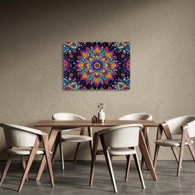 Tablou pe sticlă - Mandală caleidoscopică (70x50 cm)