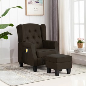 Fotoliu de masaj cu taburet, maro închis, material textil