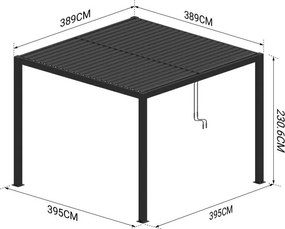 Pergolă bioclimatică din aluminiu cu lamele 4 x 4 M