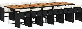 vidaXL Set mobilier de grădină cu perne, 13 piese, negru, poliratan